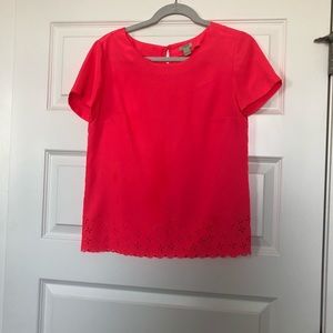 J.Crew Hot Pink Scalloped Edge Top